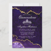 Quinceanera Purple Gold Marble Agate Geode Invitation (Front)