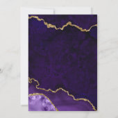 Quinceanera Purple Gold Marble Crown Invitation (Back)