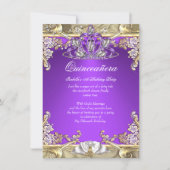 Quinceanera Purple Gold White 15th Birthday Party Invitation (Front)