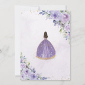Quinceañera Purple Lavender Floral Gold Princess I Invitation (Back)
