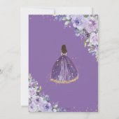 Quinceañera Purple Lavender Floral Gold Princess Invitation (Back)