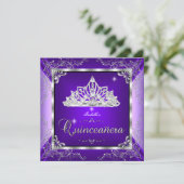 Quinceanera Purple Lavender Silver Diamond Tiara Invitation (Standing Front)