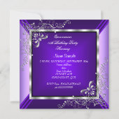 Quinceanera Purple Lavender Silver Diamond Tiara Invitation (Back)