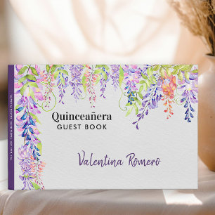 Quinceanera Purple Lavender Wisteria Pretty Floral Guest Book