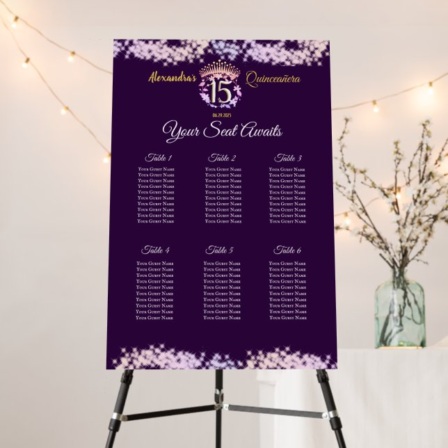 Quinceanera Purple Lilac Elegant Spanish Foam Board (In Situ (Stand))