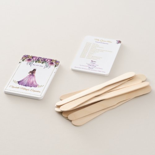Quinceaera Purple Lilac Fan with Event Schedule