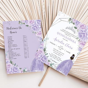 Quinceañera Purple Lilac Floral 15 Años Padrinos Invitation