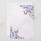 Quinceañera Purple Lilac Floral Butterflies Silver Invitation (Back)