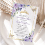 Quinceañera Purple Lilac Floral Butterflies Tiara Invitation<br><div class="desc">Personalize this lovely quinceañera invitation with own wording easily and quickly,  simply press the customize it button to further re-arrange and format the style and placement of the text.  Matching items available in store!  (c) The Happy Cat Studio</div>