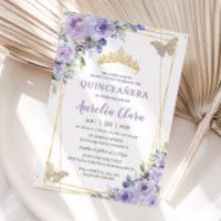 Quinceañera Purple Lilac Floral Butterflies Tiara