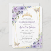 DIY Light Purple Gold Quince Scroll Invitations