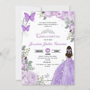 Quinceanera - Purple Lilac Floral Invitation