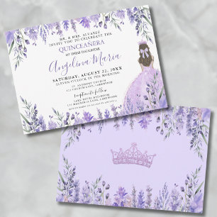 Quinceañera Purple Lilac Floral Princess Invitation