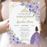 Quinceañera Purple Lilac Floral Princess Spanish Invitation<br><div class="desc">Personalize this lovely quinceañera invitation with own wording easily and quickly,  simply press the customize it button to further re-arrange and format the style and placement of the text.  All text is editable,  edit it in your own language!  Matching items available in store!  (c) The Happy Cat Studio</div>