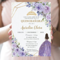 Quinceañera Purple Lilac Floral Princess Spanish