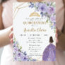 Quinceañera Purple Lilac Floral Princess Spanish Invitation