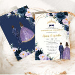 Quinceañera Purple Lilac Navy Blue Floral Twins  Invitation<br><div class="desc">Personalize this lovely twins boy and girl quinceañero & quinceañera invitation with own wording easily and quickly,  simply press the customize it button to further re-arrange and format the style and placement of the text.  Matching items available in store!  (c) The Happy Cat Studio</div>