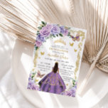 Quinceañera Purple Lilac Rose Floral Gold Princess Invitation<br><div class="desc">Personalize this lovely quinceañera invitation with own wording easily and quickly,  simply press the customize it button to further re-arrange and format the style and placement of the text.  Matching items available in store!  (c) The Happy Cat Studio</div>