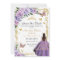 Quinceañera Purple Lilac Rose Floral Gold Princess