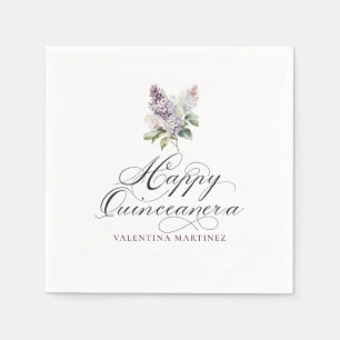 Quinceanera Purple Lilac Spring Flower Cocktail Napkins