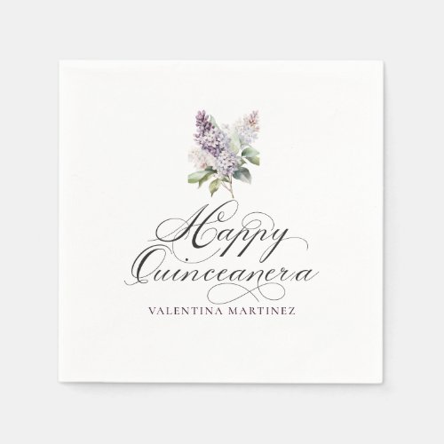 Quinceanera Purple Lilac Spring Flower Cocktail Napkins