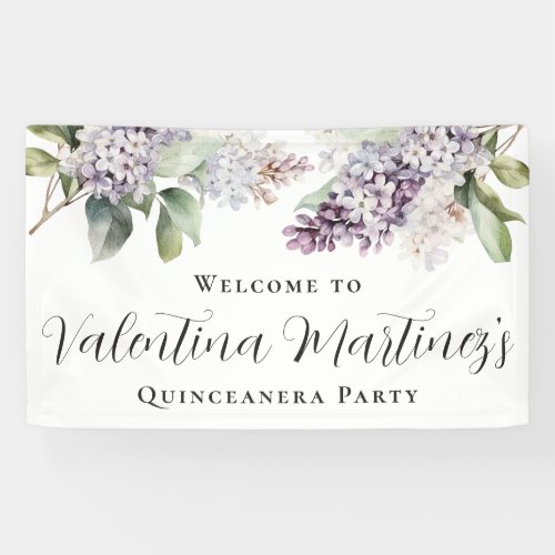 Quinceanera Purple Lilac Spring Flower Welcome Banner