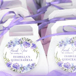 Quinceanera Purple Peri Floral Thank You Classic Round Sticker<br><div class="desc">Quinceanera thank you stickers for favor labels, thank you card envelopes etc. Perfect for your purple quinceanera, although these are template stickers if you wish to customize for a different occasion. Girly floral design with flowers in shades of purple lilac lavender blue and elegant handwritten script. Please browse my Purple...</div>