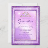 Quinceanera Purple photo Gold Tiara party Invitation (Front)