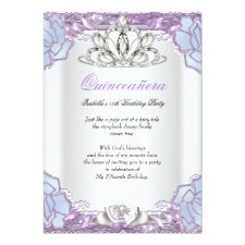 Quinceanera Purple Pink Blue White 15th Birthday Invitation
