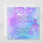 Quinceanera Purple Pink Blue Winter WonderLand Invitation (Front)