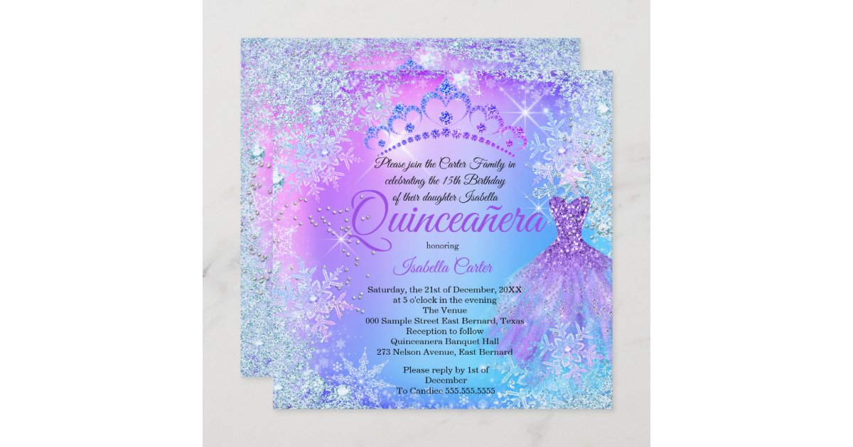 quinceanera themes winter wonderland invitations