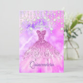 Quinceanera Purple Pink Dress 15th Birthday Party Invitation (Standing Front)