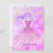 Quinceanera Purple Pink Dress 15th Birthday Party Invitation (Front)