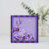 Quinceanera Purple Roses Butterfly Floral Invitation (Standing Front)