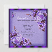 Quinceanera Purple Roses Butterfly Floral Invitation (Back)