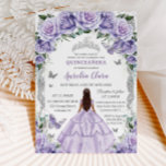 Quinceañera Purple Roses Floral Silver Princess Invitation<br><div class="desc">Personalize this lovely quinceañera invitation with own wording easily and quickly,  simply press the customize it button to further re-arrange and format the style and placement of the text.  Matching items available in store!  (c) The Happy Cat Studio</div>