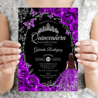 Quinceanera Purple Silver Floral
