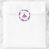 Quinceanera Purple Silver Gown Floral Classic Round Sticker (Bag)
