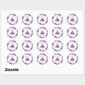 Quinceanera Purple Silver Gown Floral Classic Round Sticker (Sheet)