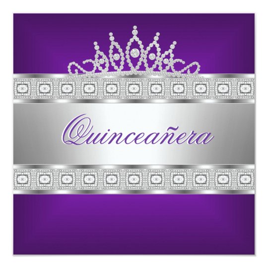 Quinceanera Purple Silver Jewel 15th Birthday Card