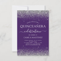 Quinceanera Purple Silver Modern Glitter