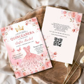 Budget Floral Pink Bilingual Spanish Quinceanera Flyer