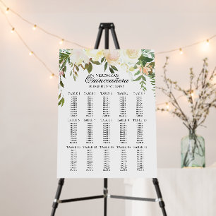 Quinceañera Quince Anos Pink Roses Seating Chart Foam Board