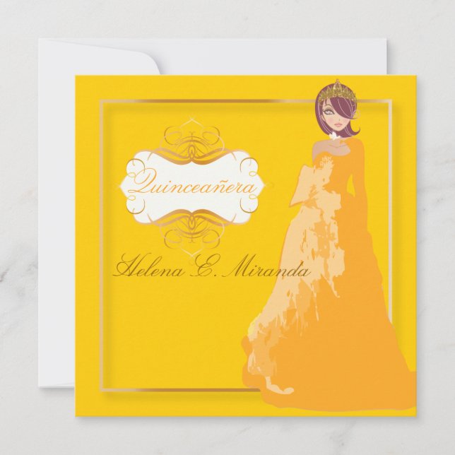 Quinceañera/Quince años princess/faux gold Invitation (Front)