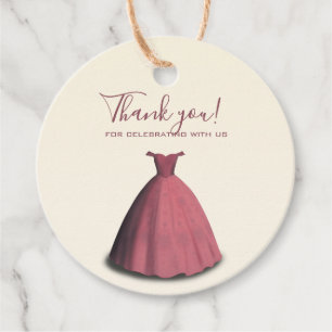 Quinceañera quince red dress thank you favor tags