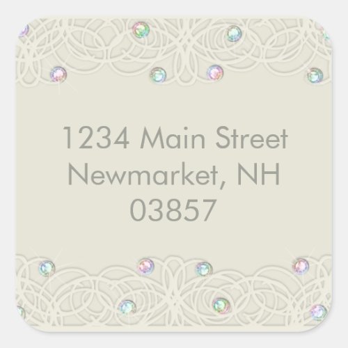 Quinceanera Rainbow Crystals Sparkle and Lace Square Sticker