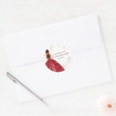 Quinceanera Red Dress Gold Glitter Classic Round Sticker (Envelope)