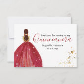Quinceanera Red Dress  Thank You Card (Front)