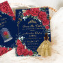 Quinceañera Red Floral Enchanted Rose Navy Blue Save The Date