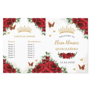 Quinceañera Red Floral Gold Butterflies Program